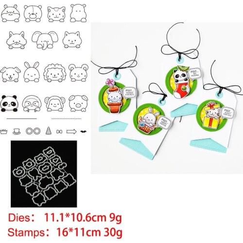 Animal Head Stamp and Dies 2021 Transparent Clear Silicone Stamp Cutting Die Set for DIY Scrapbooking Photo Decorative