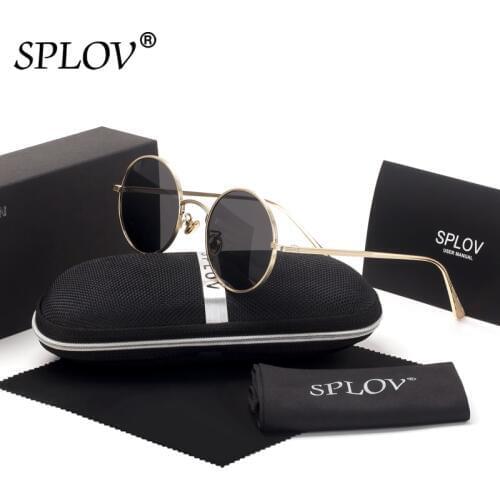SPLOV Vintage Men Sunglasses Women Retro Punk Style Round Metal Frame Colorful Lens Fashion Eyewear Gafas Sol Mujer With Case
