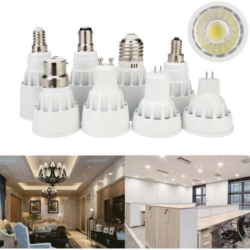 Dimmable LED COB Spotlight GU10 Bulb Spot Lights GU5.3 E12 B15 E27 E14 B22 Bayonet 7W 9W 12W MR16 DC 12V Super Bright 110V 220V