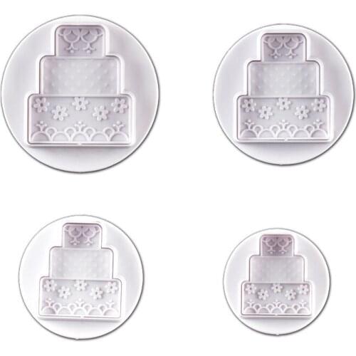 Three Layers Cookie Cutter Plastic Biscuit Knife Baking Fruit Cake Kitchen Tools Mold Embossing Printing