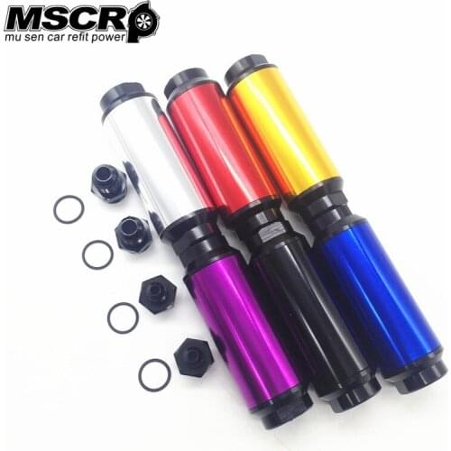 Universal 44MM Hi-Flow Racing Alloy Fuel Filter with adaptor fittings of 2pcs AN6 and AN8