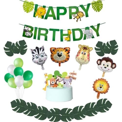 Jungle Party Animal Foil Balloon Zoo Animal Jungle Theme Birthday Party Kids Birthday Cartoon Balloon Safari Party Decoration