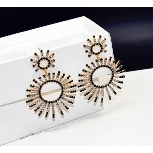 XIAO YOUNG 925 Silver Needle Shinning Zircon Long Earrings For Women Statement Sun Design Fashion Jewelry Party Fine Gift