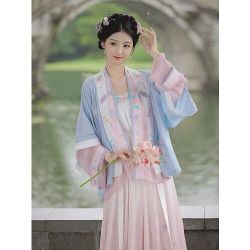 XinHuaEase Hanfu Womens Dresses Traditional Chinese Style Song Dynasty Oriental Outfit Fairy Costume Cosplay Ancient Elegant