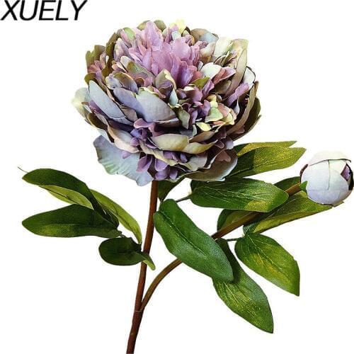 XUELY Versailles Palace Peony Artificial Flowers branch with leaves Silk peonies flores artificiales Home wedding decoration