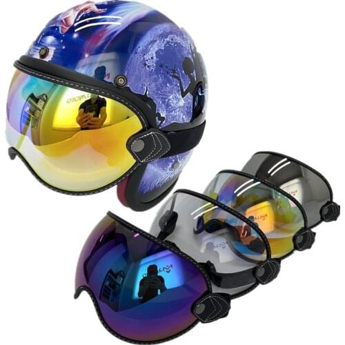 Sun Protection Anti-UV Motorcycle Helmet Glasses Vintage Helmet Visor Lens Windshield Shield Motocross Goggles Moto Eyewear