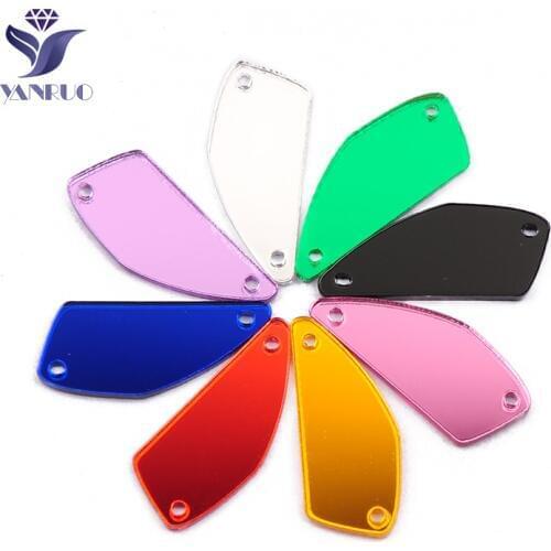 YANRUO Flabellum Acrylic Mirror DIY Sewn Rhinestones 30Pcs Flat Back Strass Stones And Crystals For Needlework Accessories