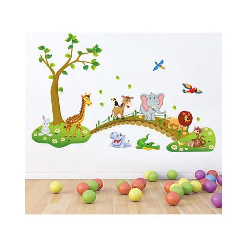 1Pcs Removable Animal Wall Art Stickers for kids Room Children Boy Bedroom Wall Decals Decor Mural Vinyl DIY Sticker 90x140cm