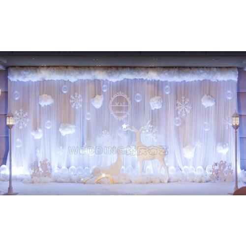 10ft x 20ft Pure White ice Silk with Chiffon 2 layers Wedding Backdrop Stage Curtain Wedding Decoration