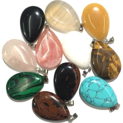 10 PCS Natural Stone Pendants Crystal Agates Necklace Pendant for Jewelry Making Good Quality Size 20mmx32mm