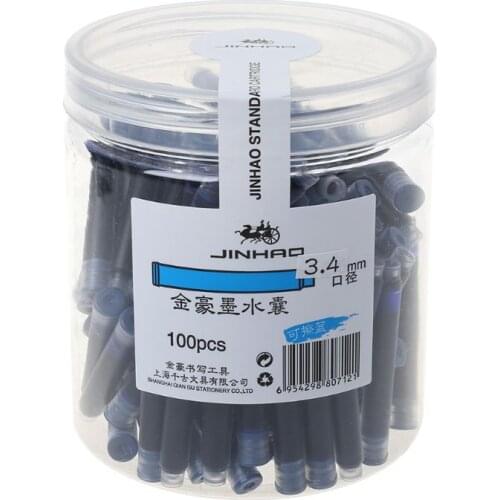 100pcs Jinhao Universal Erasable Blue Fountain Pen Ink Sac Cartridges 3.4mm Refills School Office Stationery HCCY