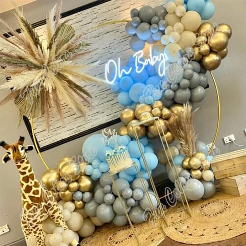 181pcs Sandy White Macaron Blue Balloon Garland Arch Wedding Birthday Balloons Decoration Party Balloons for Kids Baby Shower