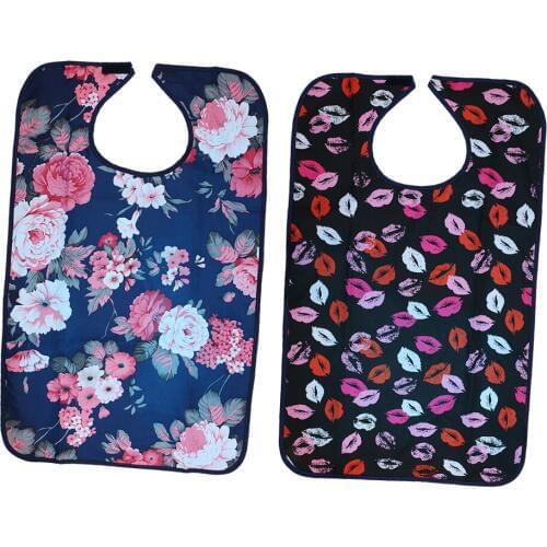 2pcs Adults Eating Bibs Terry Cloth Absorbent Waterproof Reusable Dinning Clothing Protector for Women Men