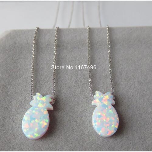 20pcs/lot 8x14mm Pineapple Opal Necklace 925 Sterling Silver Pineapple Opal Necklace for women & gift