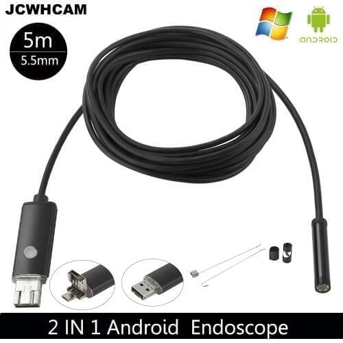 5.5mm Android USB Endoscope Camera 2/5/10M Flexible Snake Tube Inspection Smart Android Phone OTG USB Borescope Camera 6LED