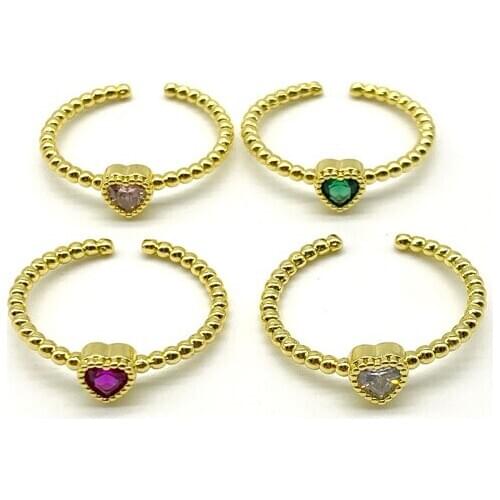 5pcs/lot 2020 Newest Design Good Quality Cubic Zircon Heart Brass Ring For Womens Gift
