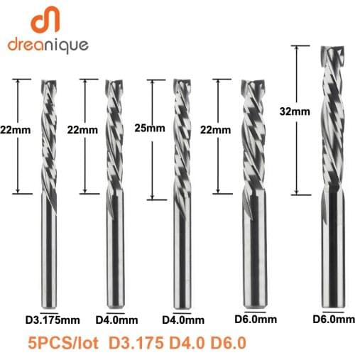 5pc/lot Milling Cutter Woodwork UP DOWN Cut 2 Flutes Spiral Carbide Milling Tool CNC Router Bit Compression Wood End Mill Cutter