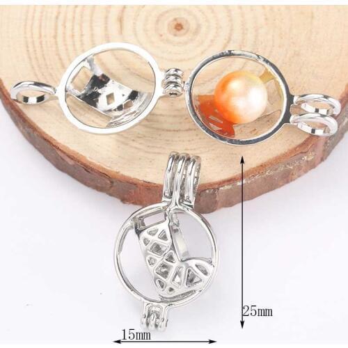 5pcs Plated Christmas Sock Pearl Cage Jewelry Making Bead Cage Pendant Aroma Essential Oil Diffuser Oyster Pearl Gift Box