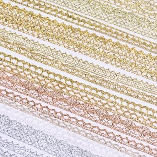 5 yards 10 yards wholesale rose gold white lace fabric Webbing Decoration packing Material ribbon roll Sewing Craft