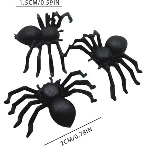 50/100pcs Plastic Black Spider Halloween Decoration Festival Supplies Funny Prank Toys Decoration Realistic Props
