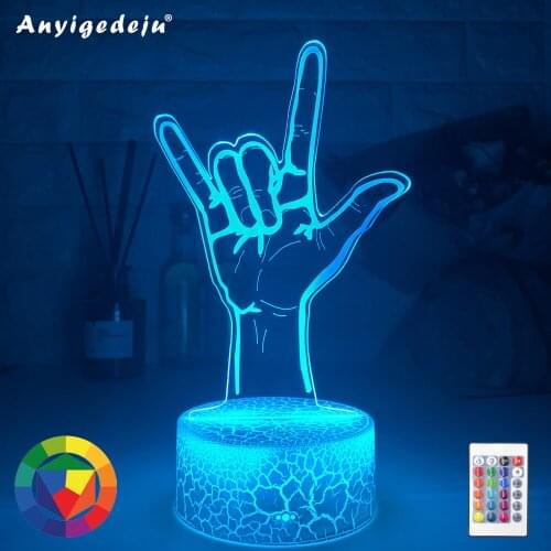 Acrylic 3d Lamp Middle Finger Skull Nightlight for Adult Boys Office Room Decoration Atmosphere Color Changing Led Night Lights
