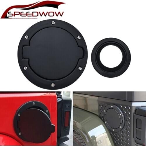 SPEEDWOW Aluminum Tank Covers Fuel Filler Door Cover Gas Cap For Jeep Wrangler 2007-2018 JK Unlimited Car Exterior Accessories