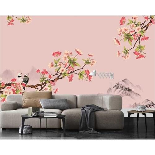 Beibehang Custom wallpaper murals Chinese hand-painted flowers and birds Gongbi Bird HD TV background Wall painting 3d wallpaper