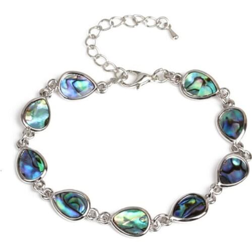 FYJS Unique Silver Plated Jewelry Abalone Shell Water Drop Bracelet for Anniversary Gift