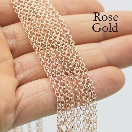 50 Pcs - 18/20/24 Inch Rose Gold Necklace Chain, Rose Gold Chain Necklaces for Women, Link Chain Rolo Necklace Bulk Wholesale