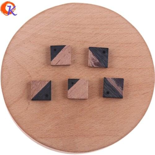 Cordial Design 100Pcs 13*13MM Jewelry Accessories/Square Shape/Natural Wood/Resin/DIY Earrings Making/Hand Made/Earring Findings