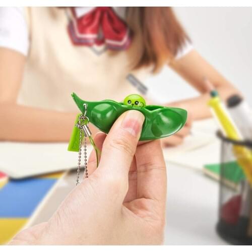 Fidget Toy Peapod Squishy Squeeze Pea in a pod Edamame Bean Pea Expression Ornament Stress Relieve Antistress Toys