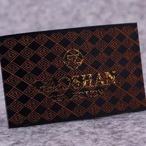Customize 1000 pcs/lot high desity woven label selvage edge damask clothing labels fabric sewing tags