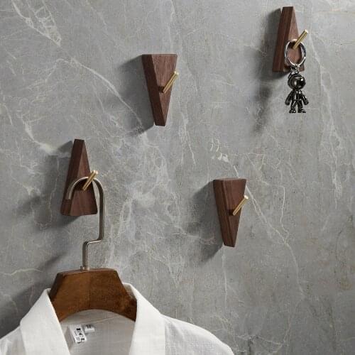 Solid wood hook creative personality glue hook wall hanging door-back coat hook free punch coat and hat hook wooden