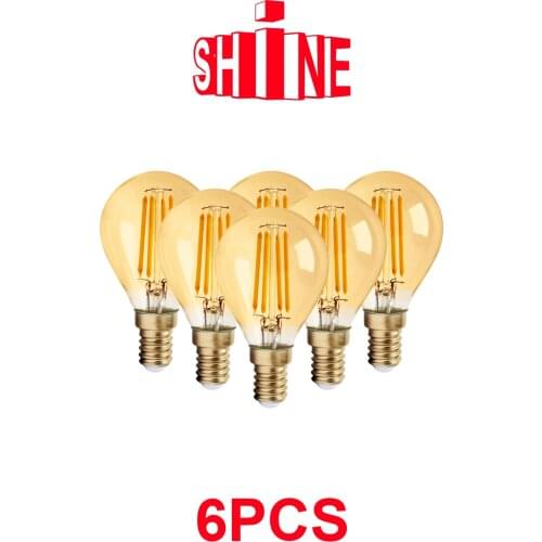 4W G45 Retro Edison Filament Bulb E14 Bombillas 220V Vintage Lamp 6pcs/lot 2700K Gold Glass Inner Decoration