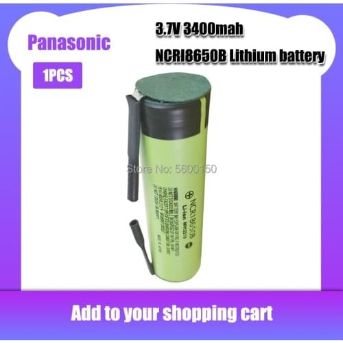 1PC Original panasonic NCR18650B 3.7 3400mah 18650 bateria Lithium Rechargeable Battery with Welding Nickel Sheet for flashlight