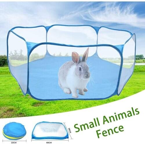 Small Animals Cage Tent For Hedgehog Guinea Pig Rabbit Breathable Transparent Playpen Pop Open Portable Folding Yard Fence