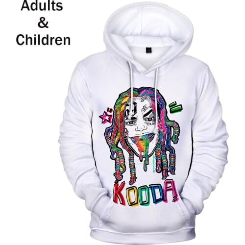 Fashion 3D 6IX9INE Hoodies Men Women Pullovers Tops Hip Hop Kids Hoodie Autumn 3D 6IX9INE Boys Girls Casual White Sweatshirts