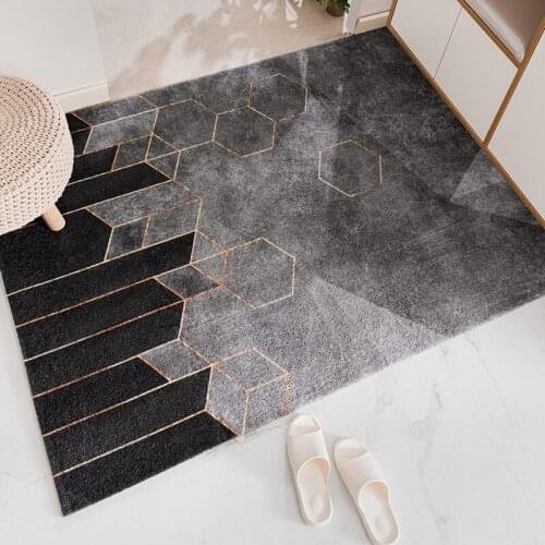 Marble Diamond Gray Plaid Front Door Rug Mat Large Outdoor Indoor Entrance Doormat Waterproof Low Profile Rug Scraper Rubber Rug