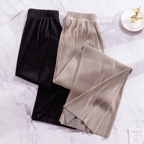 New Summer Womens High Waist Pants Soft Long Wide Leg Trousers Street Style Retro Quality Fashionable Pants Plus Size M-6XL 7XL