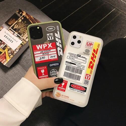 DHL Personality label Phone Case iPhone 12 11 Pro Max Mini XR X XS 7 SE 8 Plus Transparent Simple Protective ShellFor Lovers