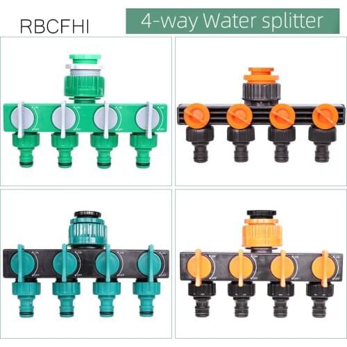 RBCFHl 1/2'' 3/4'' 1'' Inlet 4-Way Water Splitter Femle Threaded to 16mm Quick Connectors Garden Tap Hose Pipe Adapter Kit