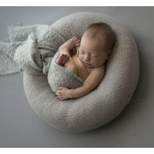 Newborn Baby Photography Posing Props Positioner Cushion Sofa Knitted Swaddle Wrap Blanket Infant Photo Shooting Accessories