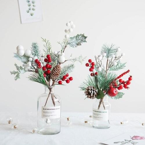 Christmas red fruit pine cone cutting flower arrangement decoration Christmas desktop photo props Christmas decorations