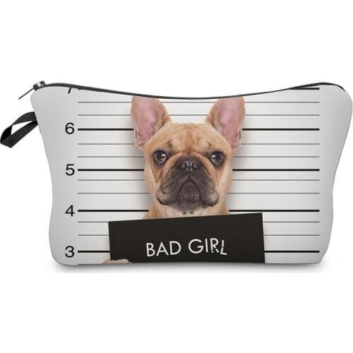 Dropshipping neceser de maquillaje Cosmetic Bag with Dog Pattern Prints Travel make up bag necessaire feminina
