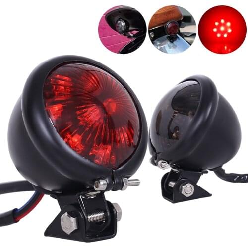 12V LED Motorcycle Red Adjustable Cafe Racer Style Stop Tail Light Motorbike Brake Rear Lamp Taillight for Chopper Accessories