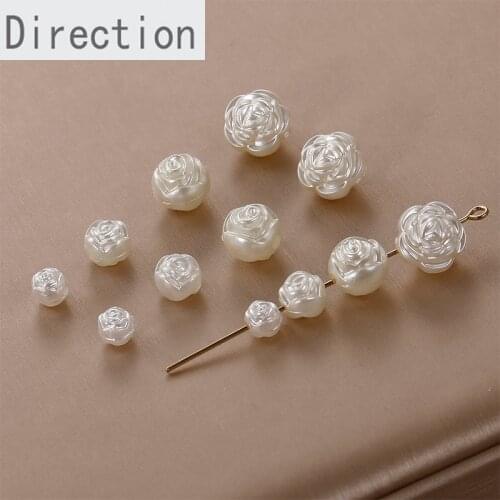 Retro carving Showa sense three-dimensional double-sided rose resin loose beads diy bracelet necklace earring material