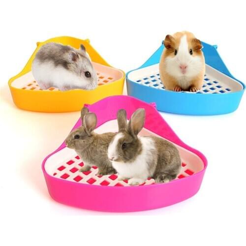 Triangle Small Animals Toilet Hamster Indoor Training Tray Cat Litter Pee Corner Potty Bowl Rabbit Portable Cleaning Supplies