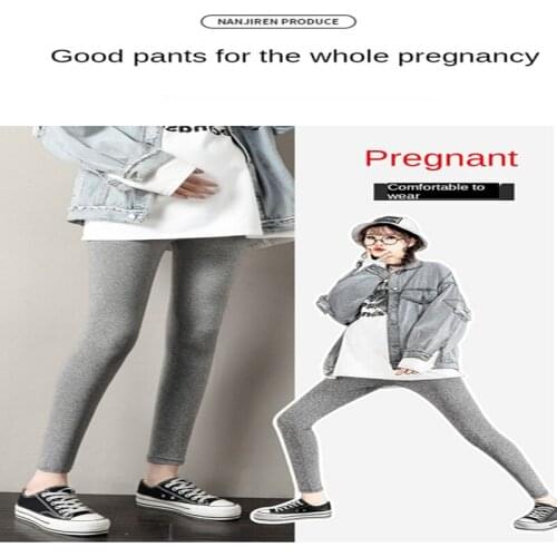 Spring and summer new cotton thin pregnant womens Leggings elastic waist support abdomen pregnant womens leg pants