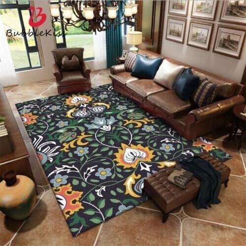 Bubble Kiss Nordic Style Vintage Green Plant Pattern Rugs Polyester Customized Carpets for Living Room Hot Sale Home Decor Mats