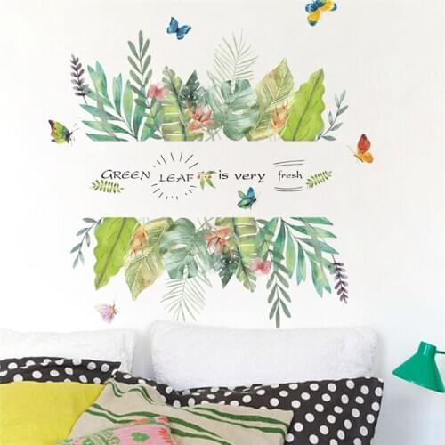 Vivid 3D Tropical Plant Flower Butterfly Diy Wall Sticker Plant Wall Decal Living Room Bedroom Home Decor Sticker Art Mural